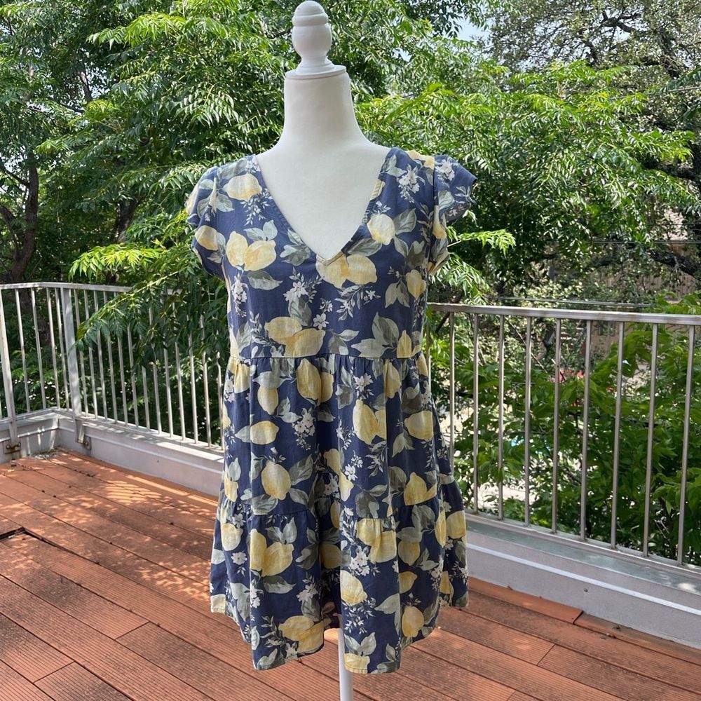 Abercrombie & Fitch Lemon Print Tiered Mini Dress - XSP
